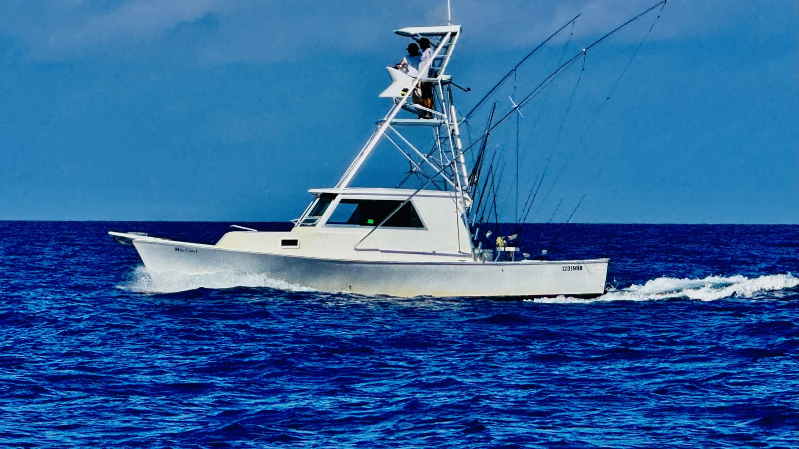 The Miss Chief sport fisher running off Key Largo, FL